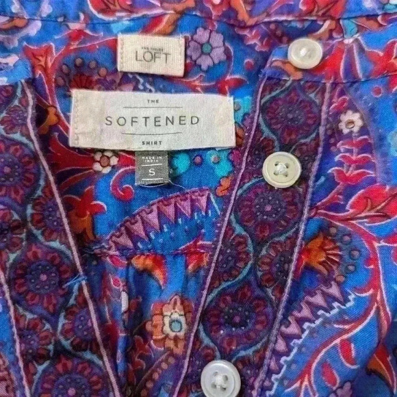 Ann Taylor Loft Boho Style Long Sleeve Blouse -Size S- Light Airy Office wear - Picture 10 of 15